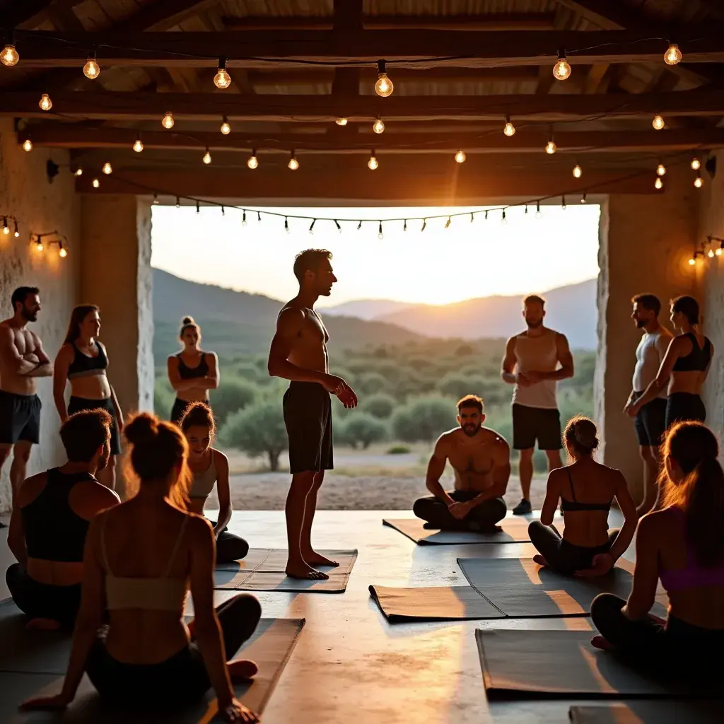 Entrenador motivando a un hombre durante una rutina de ejercicios.
